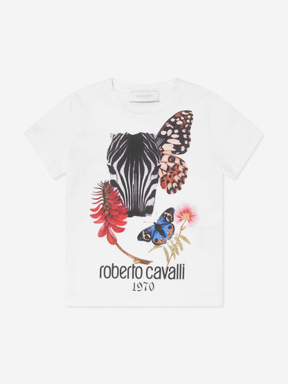 Roberto Cavalli 女童白色斑马 T 恤