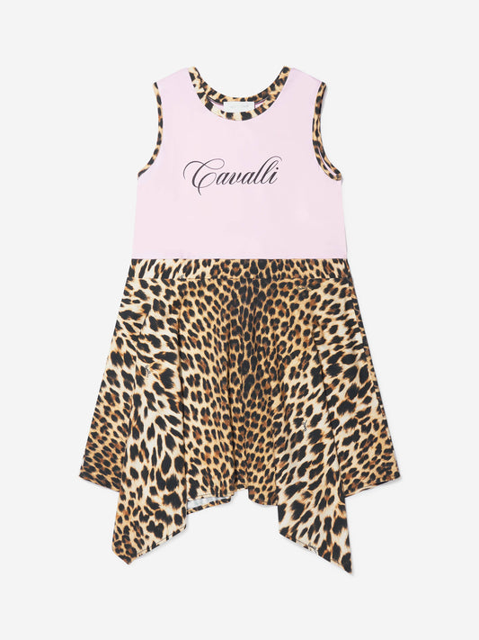 Roberto Cavalli 女童棉质平纹针织连衣裙