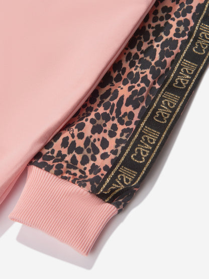 Roberto Cavalli 女童棉质豹纹徽标连帽衫