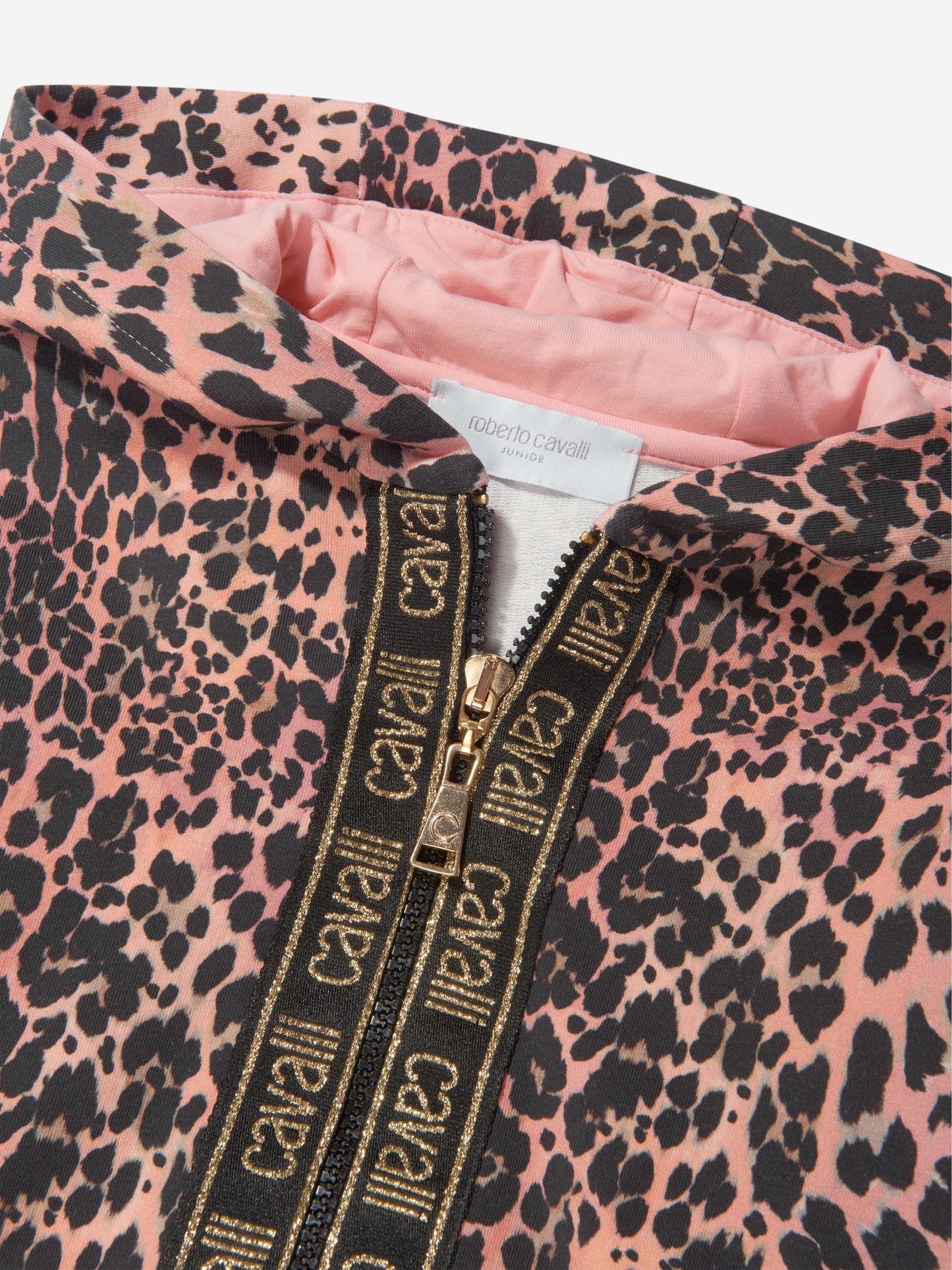 Roberto Cavalli 女童棉质豹纹拉链上衣