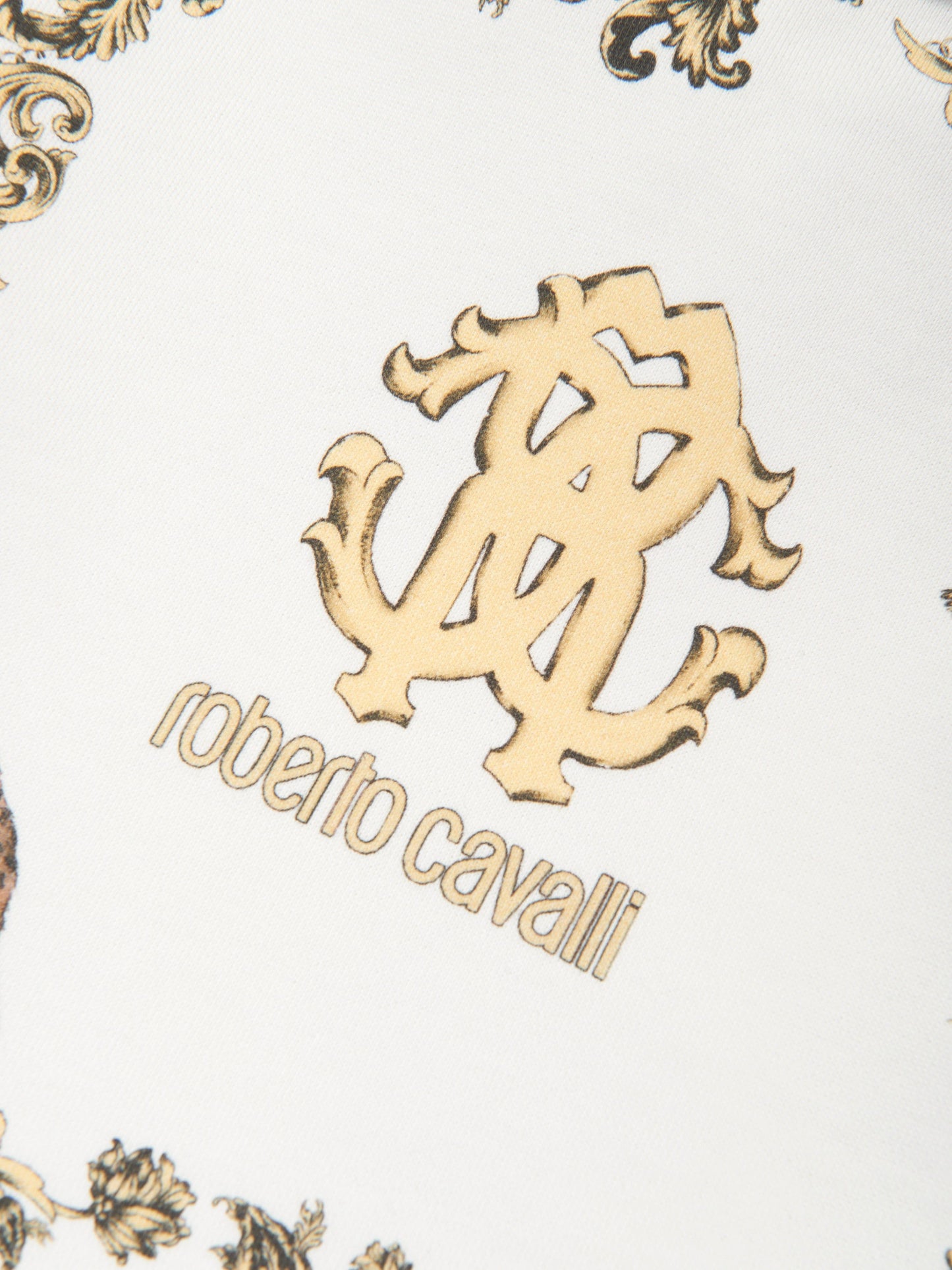 Roberto Cavalli 女童白色阿拉伯式羊毛连衣裙