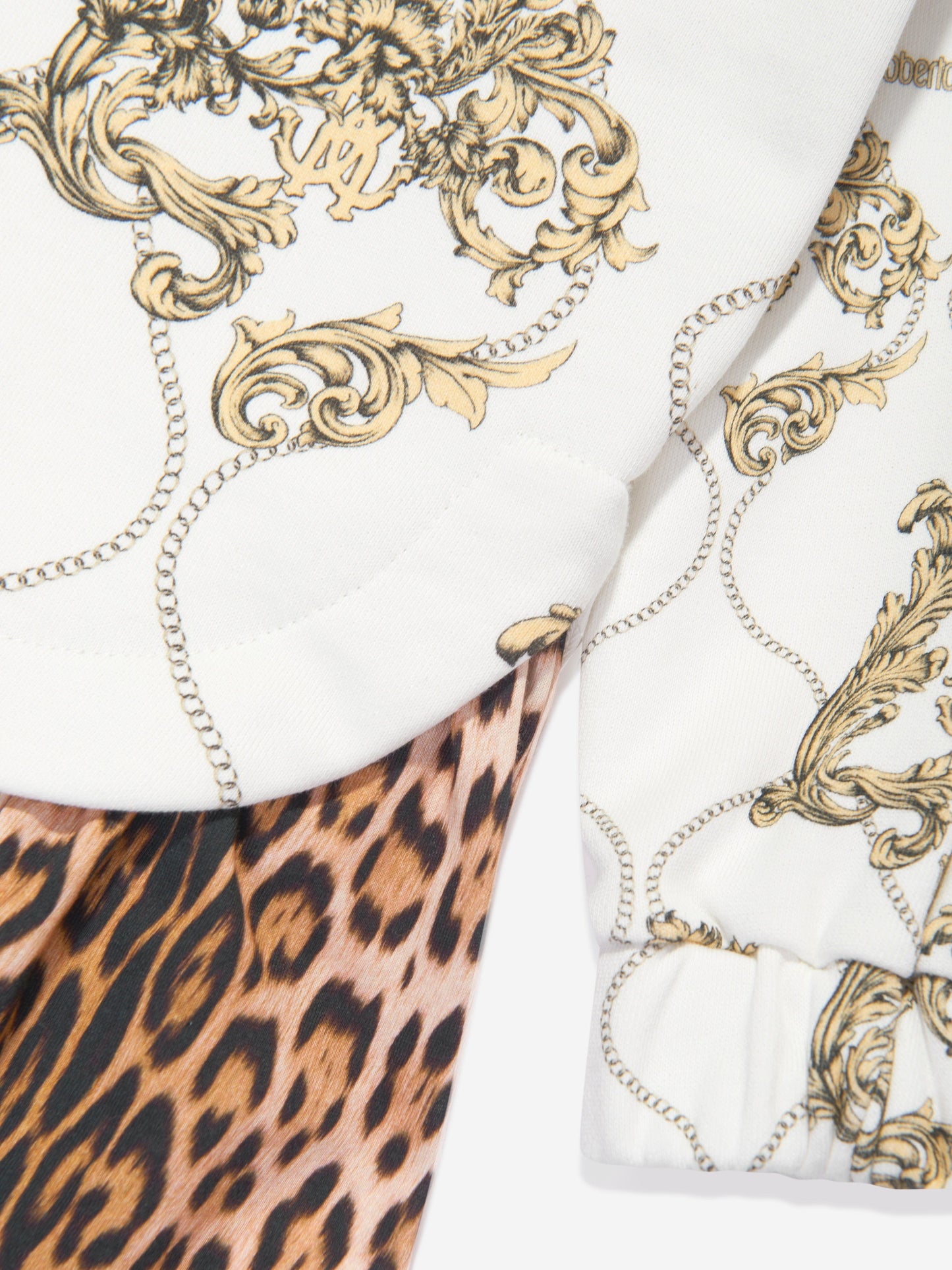 Roberto Cavalli 女童白色阿拉伯式羊毛连衣裙