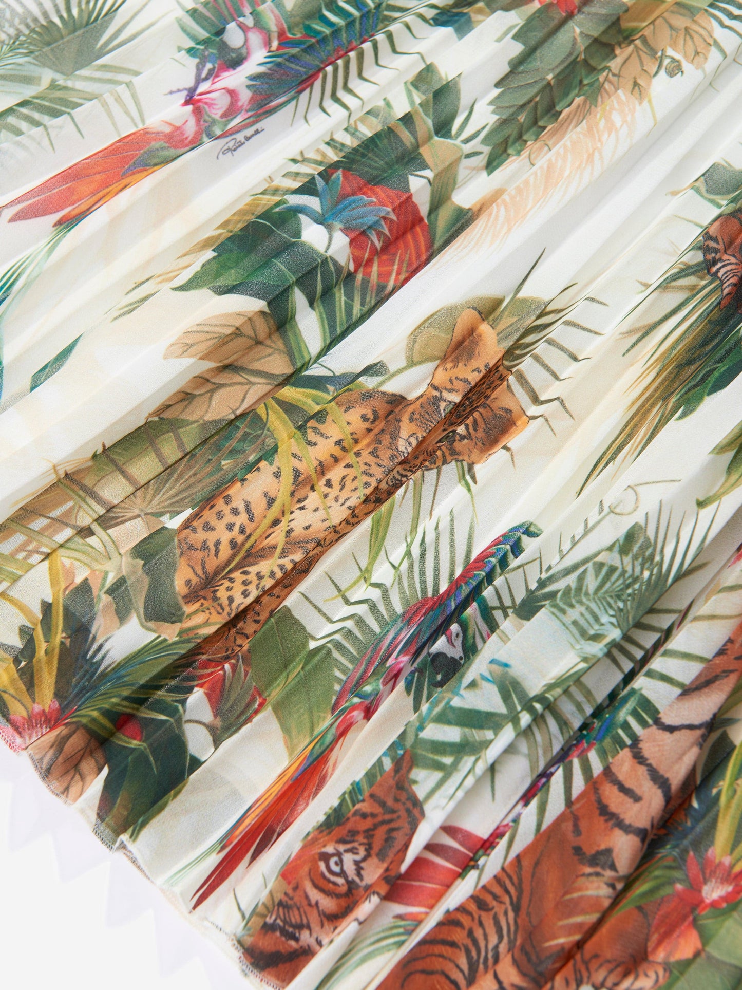 Roberto Cavalli 女童白色真丝植物裙