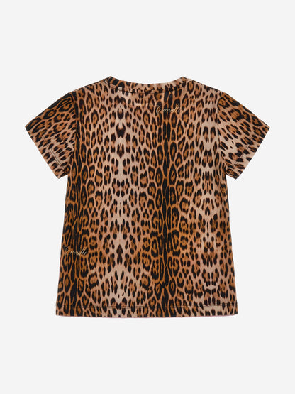Roberto Cavalli 女童豹纹 Heritage T 恤（棕色）