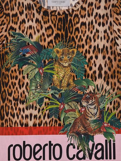 Roberto Cavalli 女童豹纹 Heritage T 恤（棕色）