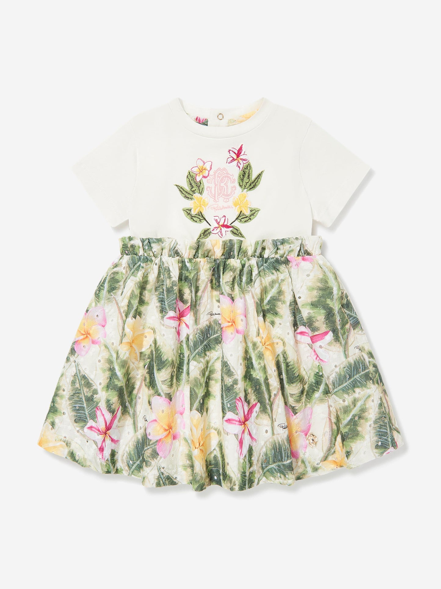 Baby Girls Floral Cotton Jersey Dress in Multicolour