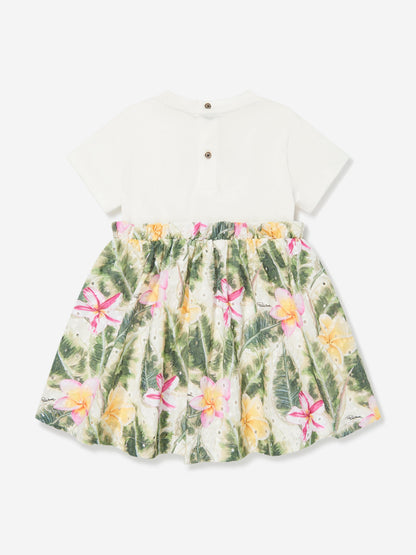 Baby Girls Floral Cotton Jersey Dress in Multicolour