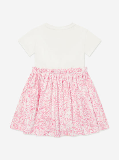Girls Floral Logo Dress in Pink