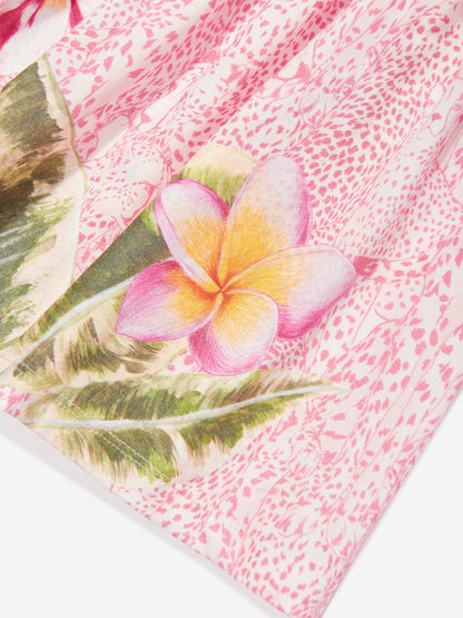 Girls Floral Logo Dress in Pink