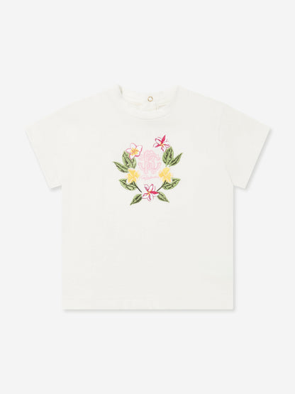 Baby Girls Floral Logo T-Shirt in White