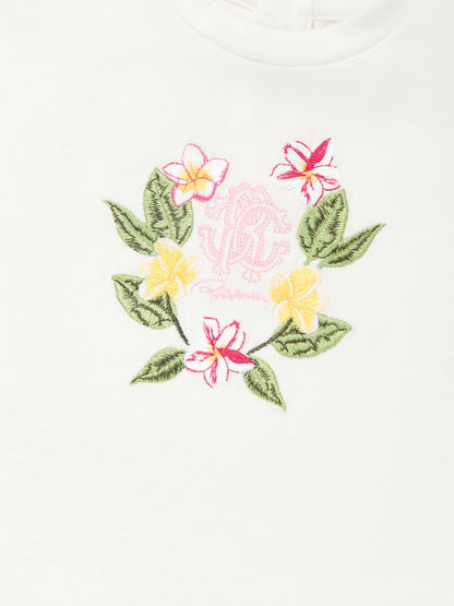 Baby Girls Floral Logo T-Shirt in White