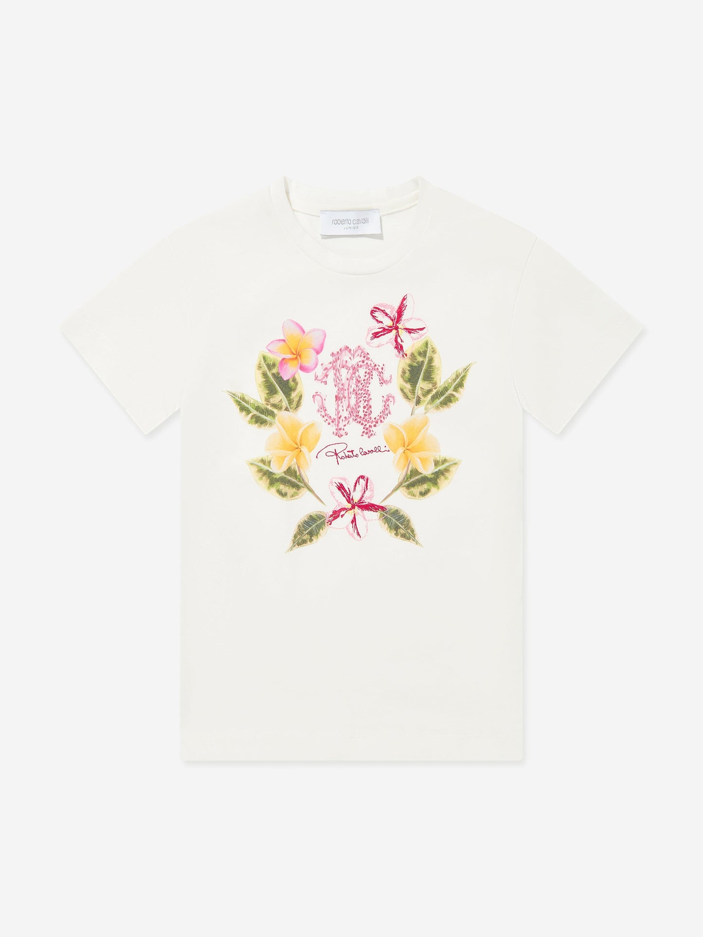 Girls Floral Logo T-Shirt in White