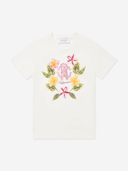 Girls Floral Logo T-Shirt in White