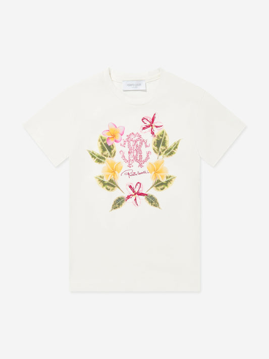 Girls Floral Logo T-Shirt in White