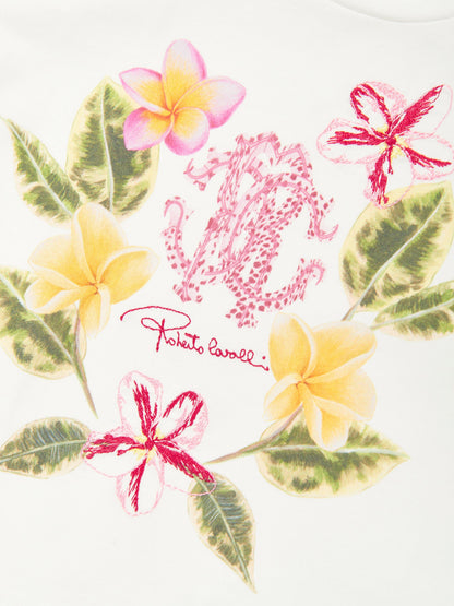 Girls Floral Logo T-Shirt in White