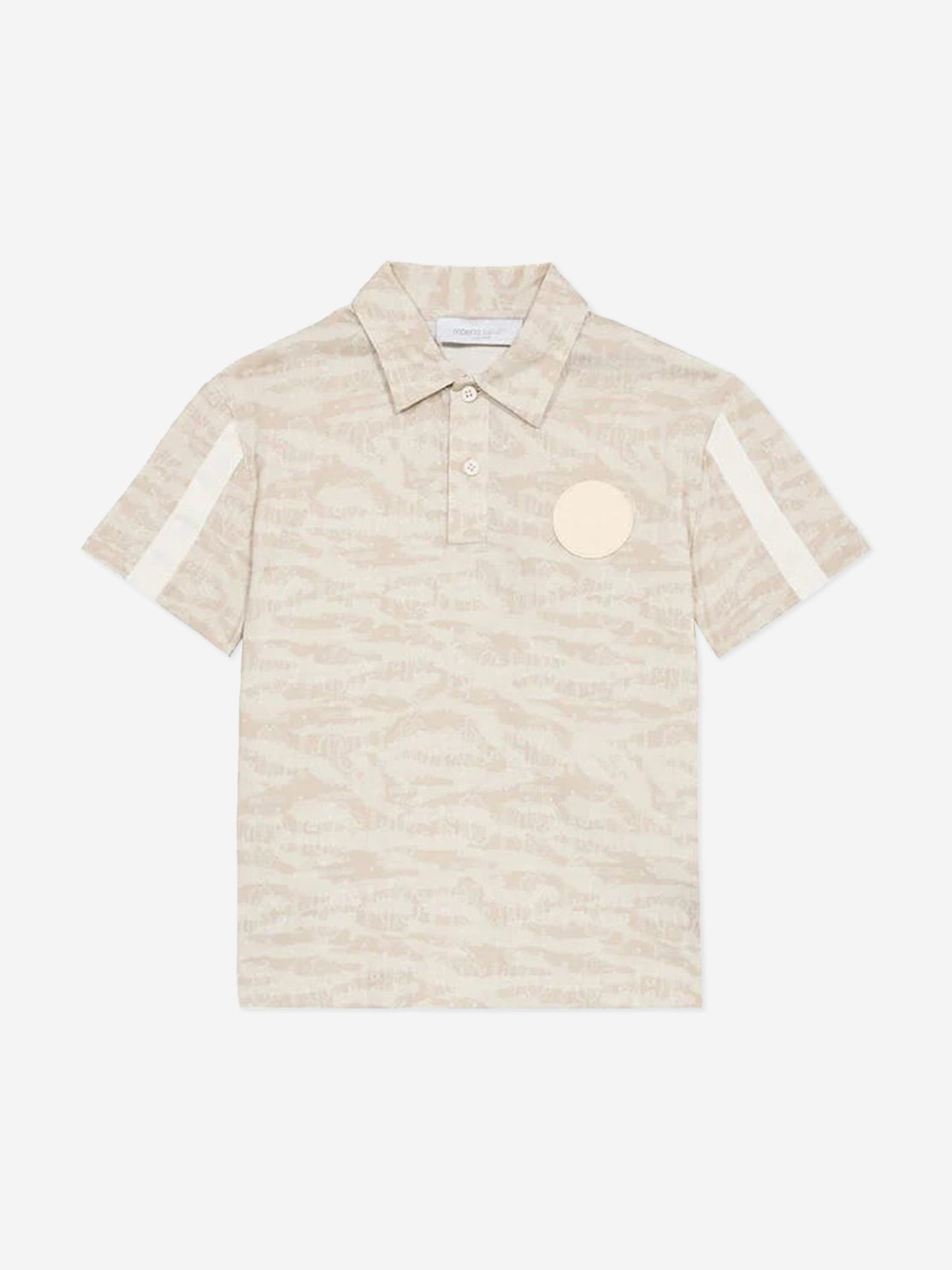 Boys Zebra Print Polo Shirt in Beige