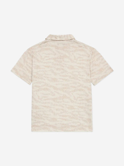 Boys Zebra Print Polo Shirt in Beige