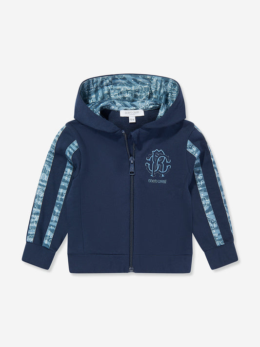 Baby Boys Logo Zip Up Top in Navy
