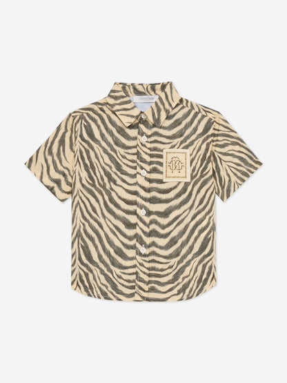 Baby Boys Zebra Print Shirt in Brown