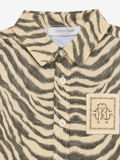 Baby Boys Zebra Print Shirt in Brown