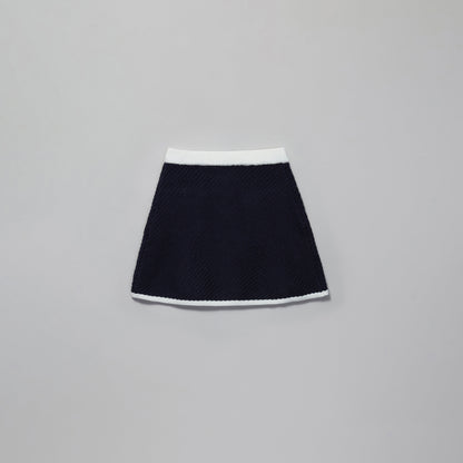 女童藏青色针织短裙
