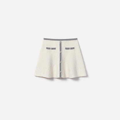 女童白色提花针织短裙