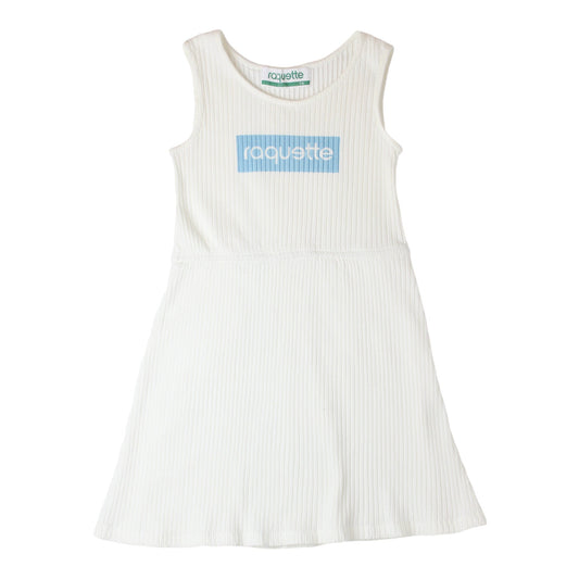 女童白色Logo棉连衣裙