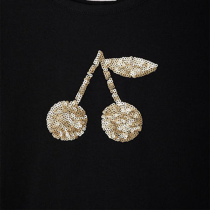 女童黑色亮片棉T恤