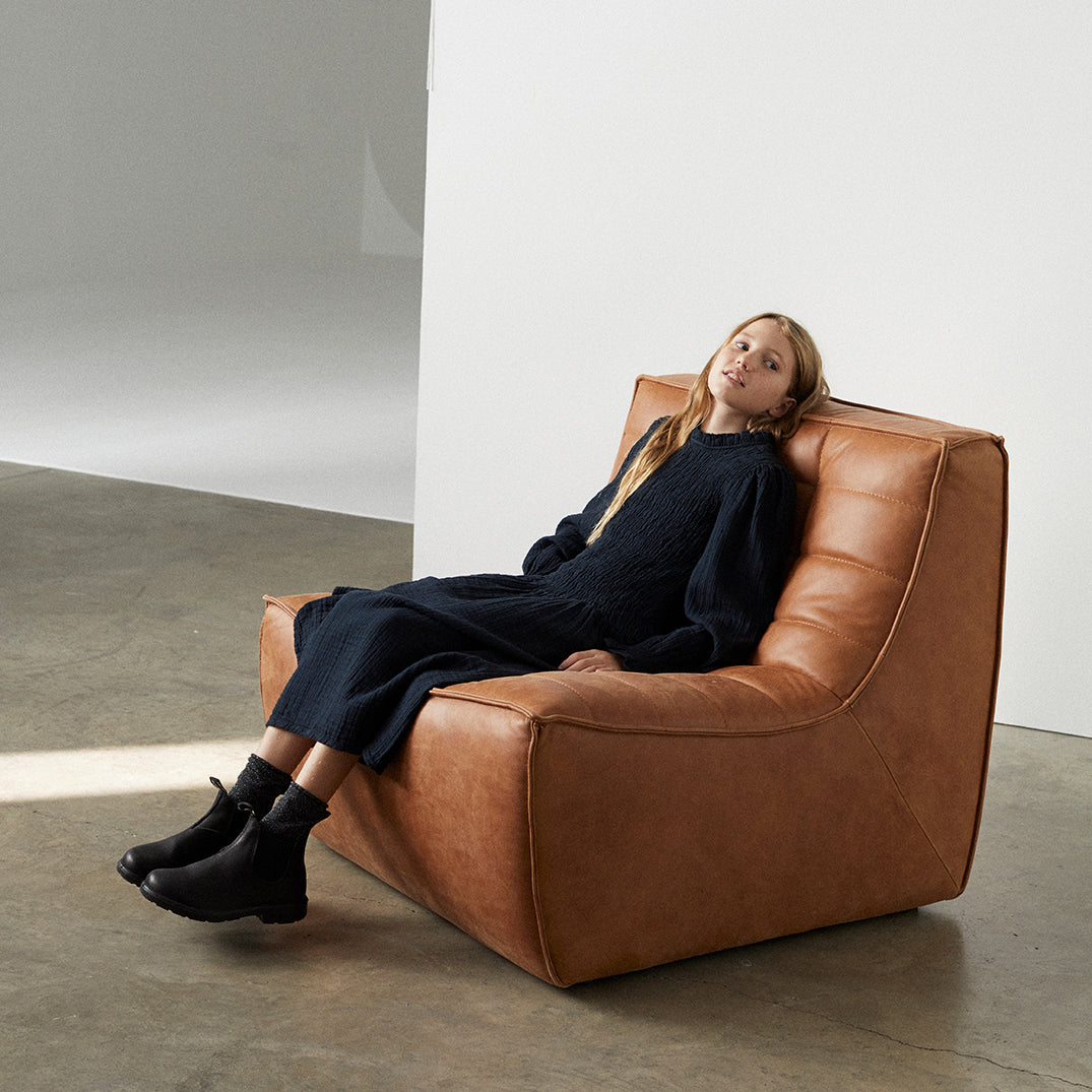 女童藏青色棉连衣裙