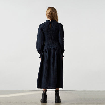 女童藏青色棉连衣裙