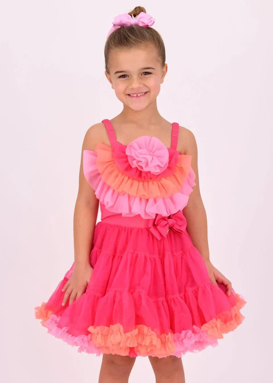 Girls Rosetta Blooming Marvellous Tulle Top in Pink