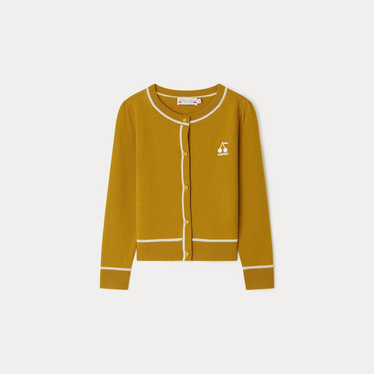 女童姜黄色Logo羊毛开衫