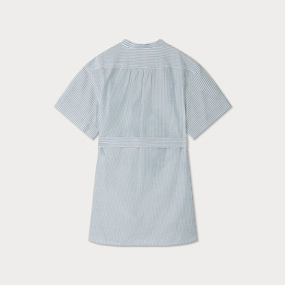 女童蓝色条纹棉连衣裙