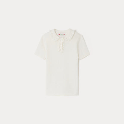 女童白色棉Polo衫