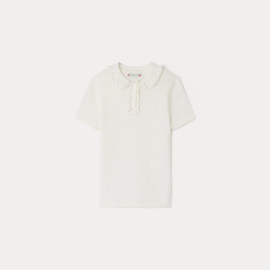 女童白色棉Polo衫