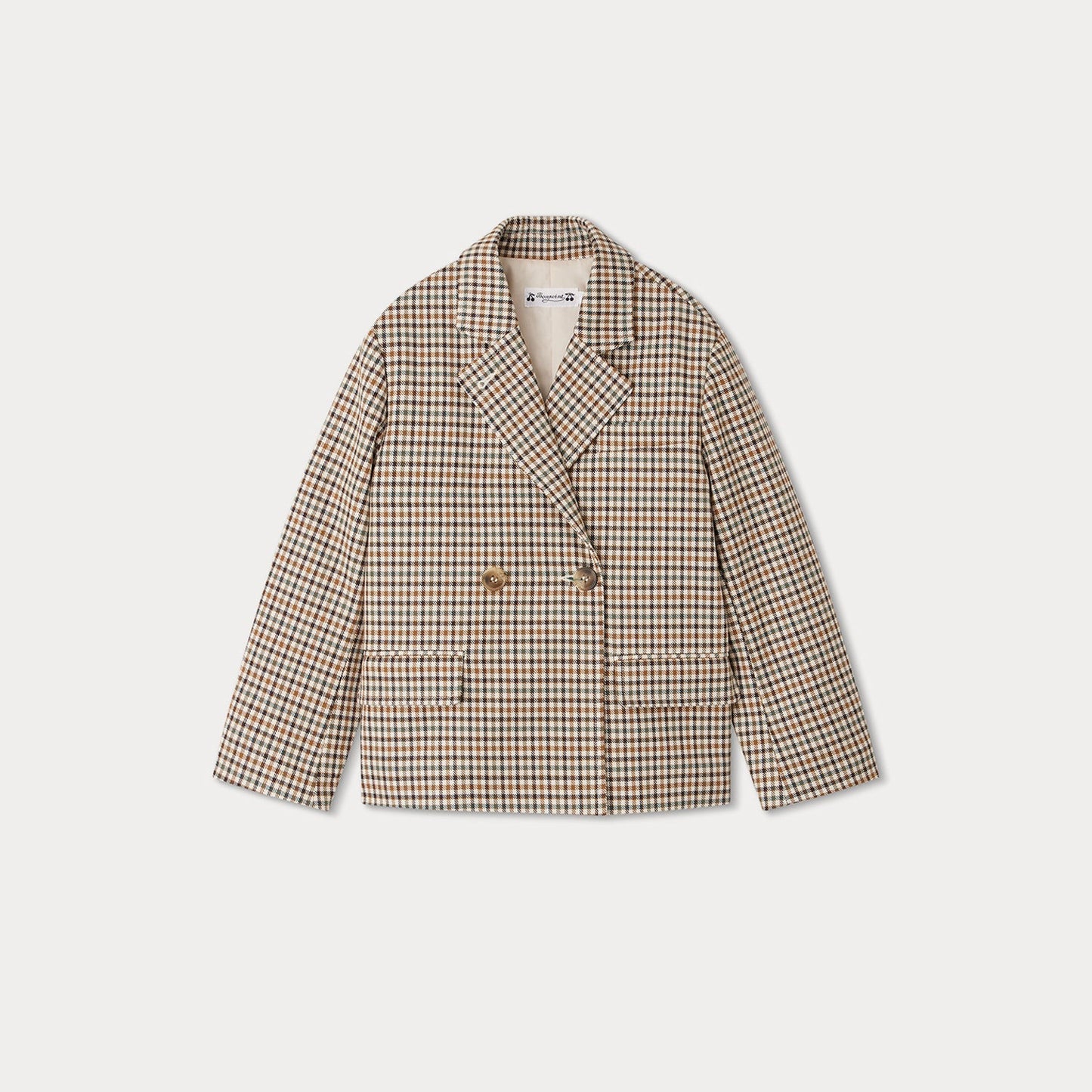 女童米色格子外套