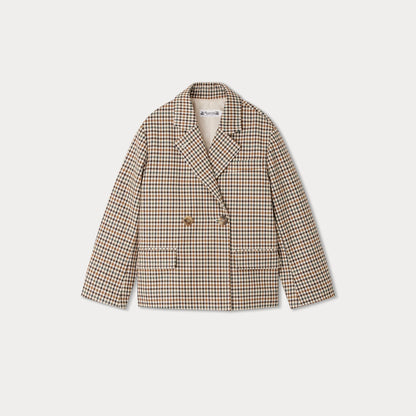 女童米色格子外套