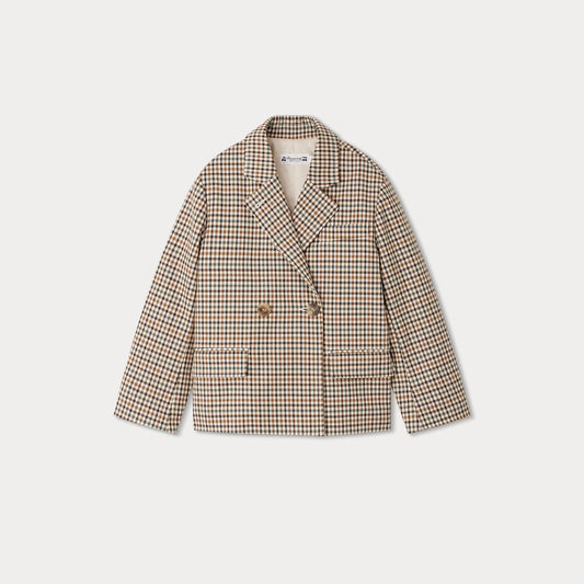 女童米色格子外套