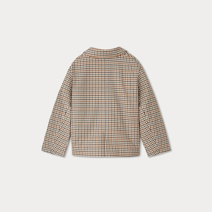 女童米色格子外套
