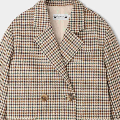 女童米色格子外套