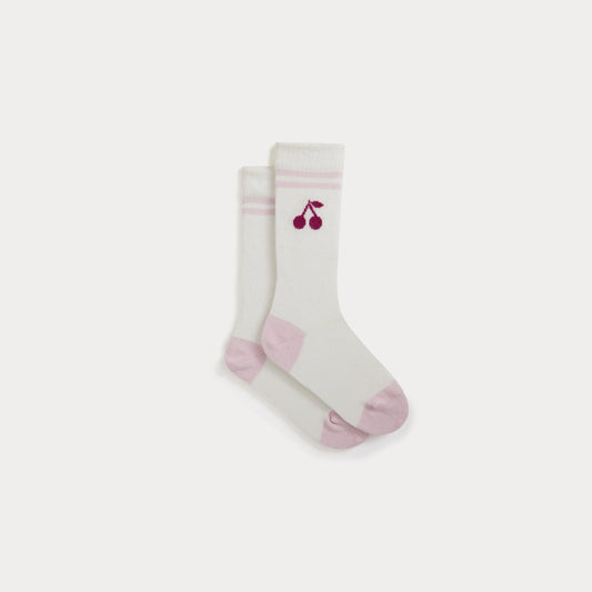 女童白色Logo棉袜