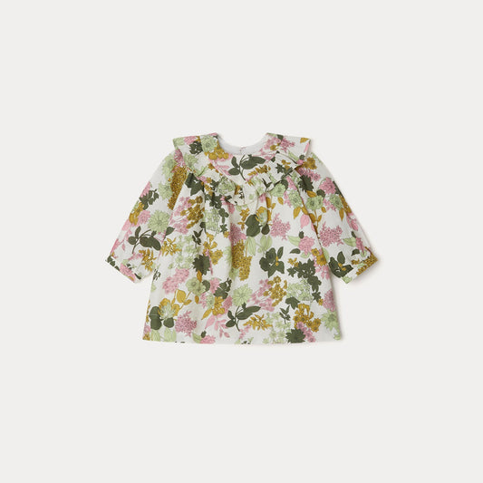 女婴彩色花朵棉连衣裙