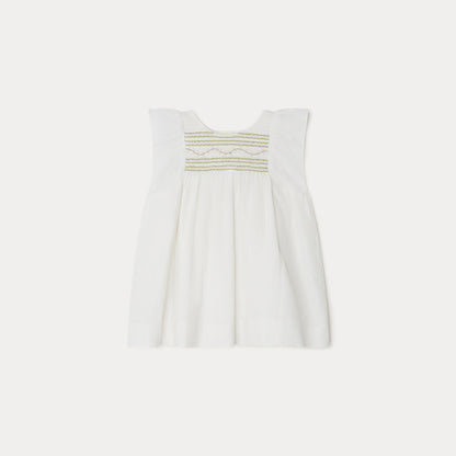 女婴白色棉连衣裙