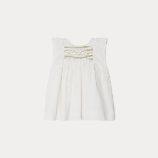 女婴白色棉连衣裙