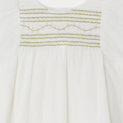 女婴白色棉连衣裙