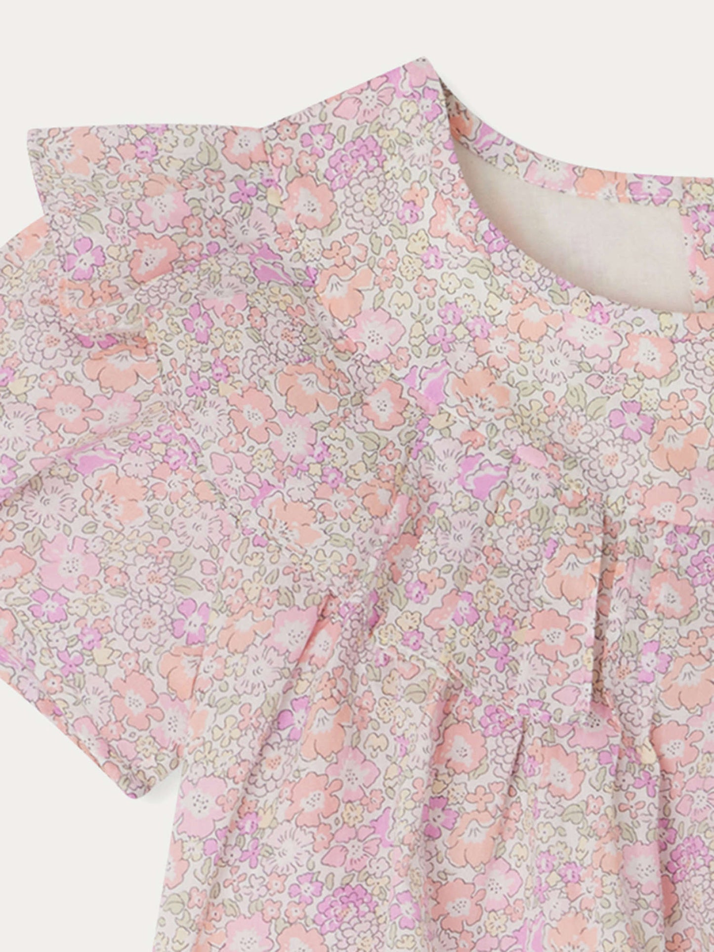 女童粉色碎花棉上衣