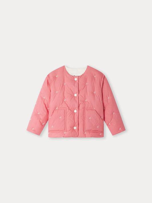 女童粉色刺绣棉服