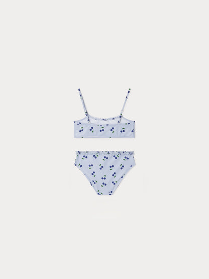 女童蓝色条纹泳衣