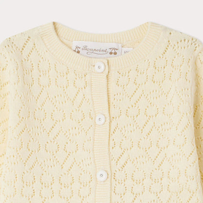 女婴浅黄色樱桃棉开衫