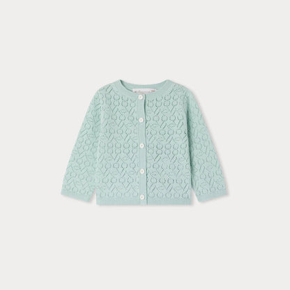 女婴青色樱桃棉开衫